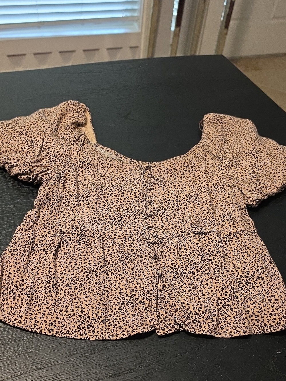 Cheetah Print Puff Sleeve Blouse